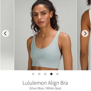 Lululemon Align Bra reversible Silver Blue/White Opal Size 10